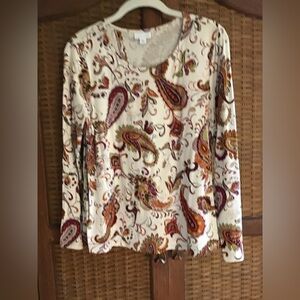 J. Jill Multicolor Paisley knit tee
